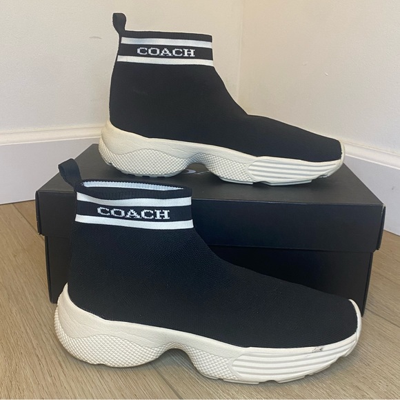 Coach C203 Knit Sock Sneaker Black Size 6 B - Picture 2 of 11